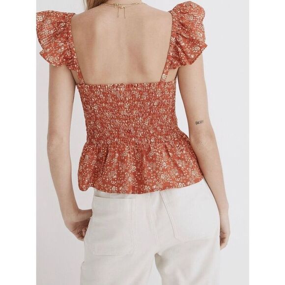 Madewell Lucie Smocked Peplum Top in Piazza Floral Size 2 - Picture 8 of 8